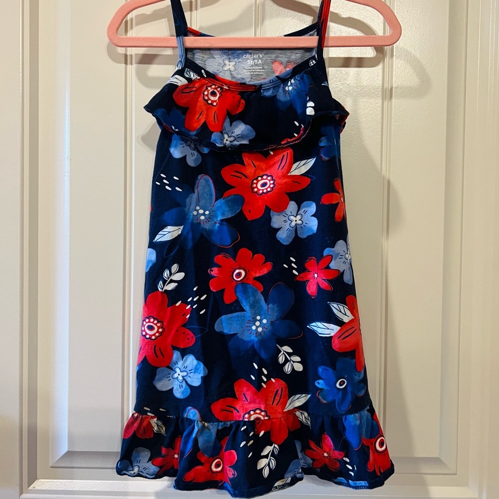 Red White & Blue Floral Dress
